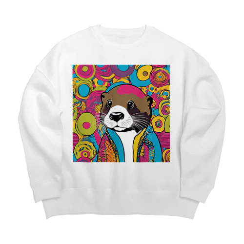 ポップなカワウソさんだぞ！ Big Crew Neck Sweatshirt