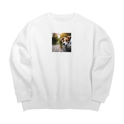 車に乗っている犬の顔 Big Crew Neck Sweatshirt