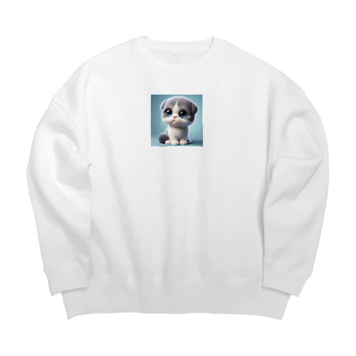 青い瞳のスコティッシュフォールド子猫 グッズシリーズ第二弾 Big Crew Neck Sweatshirt