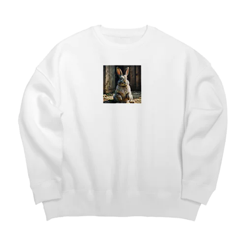 瞑想しているウサギ Big Crew Neck Sweatshirt