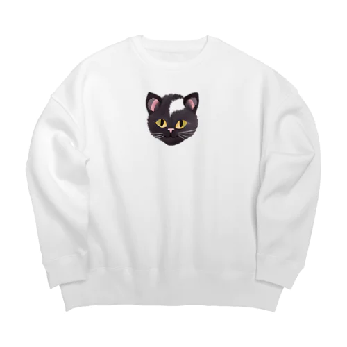 CLUBHACHU黒猫 Big Crew Neck Sweatshirt