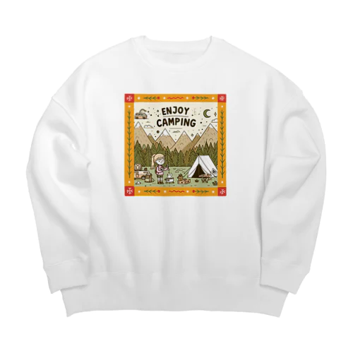 【Enjoy Camping】キャンプを楽しむ Big Crew Neck Sweatshirt