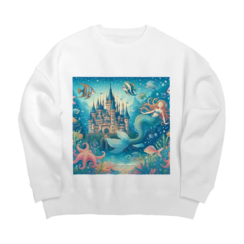 海の中に住むマーメイドたち Big Crew Neck Sweatshirt