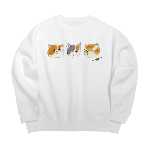 にゃんトリオ1 Big Crew Neck Sweatshirt