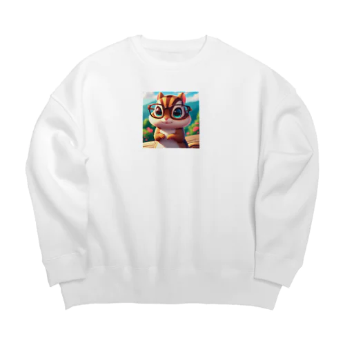 メガネしまりす Big Crew Neck Sweatshirt