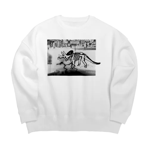 トリケラトプス骨格(白) Big Crew Neck Sweatshirt