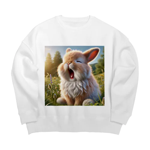 もふもふウサギ あくびグッズ」 Big Crew Neck Sweatshirt