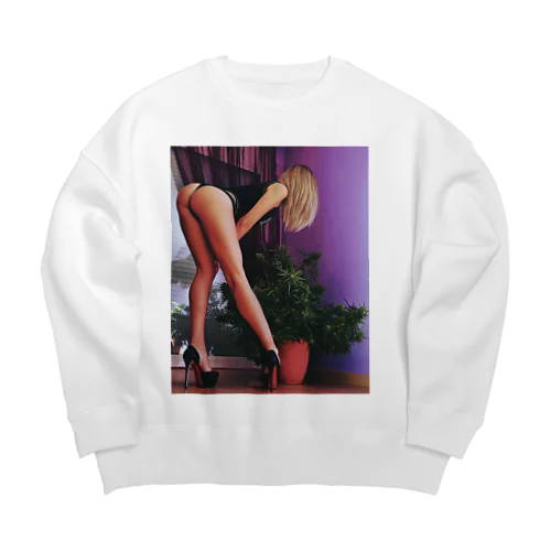 植物を愛でる美女 Big Crew Neck Sweatshirt