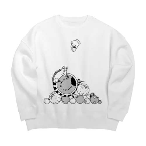 イグアナがアレを邪魔してくる（モノトーン） Big Crew Neck Sweatshirt