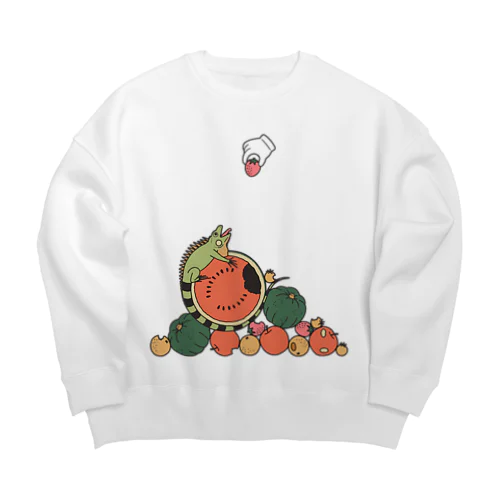 イグアナがアレを邪魔してくる（ナチュラル） Big Crew Neck Sweatshirt
