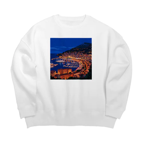 【絶景ピクセルアート】モナコの夜景 Big Crew Neck Sweatshirt