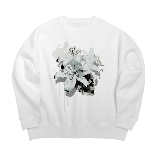 Lily Skull [White] Big Crew Neck Sweatshirt