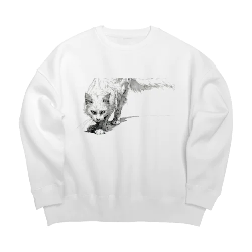 威嚇白猫 Big Crew Neck Sweatshirt