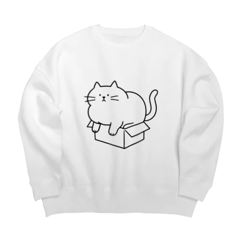 ダンボールから完全に体がはみ出てる猫 Big Crew Neck Sweatshirt