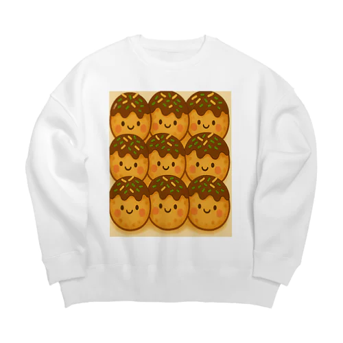ぎゅうぎゅう！たこ焼きフェイスTシャツ Big Crew Neck Sweatshirt