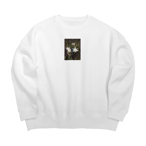 白いシュッとしたお花ちゃん Big Crew Neck Sweatshirt