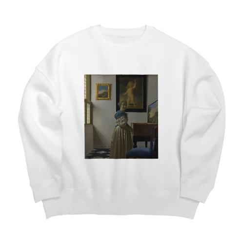 ヴァージナルの前に立つ女 / フェルメール (Young woman standing at a virginal - 1672) Big Crew Neck Sweatshirt