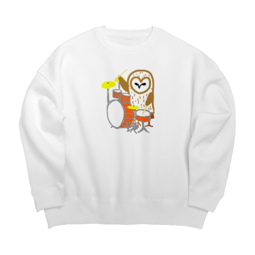 メンフクロウとドラム Big Crew Neck Sweatshirt