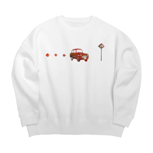 走るクルマ Big Crew Neck Sweatshirt