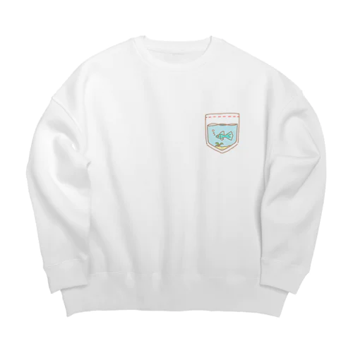 ポケットにグッピー（ブルー） Big Crew Neck Sweatshirt