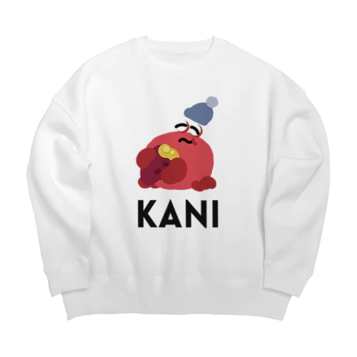 焼き芋を食べるカニ〈文字黒〉 Big Crew Neck Sweatshirt