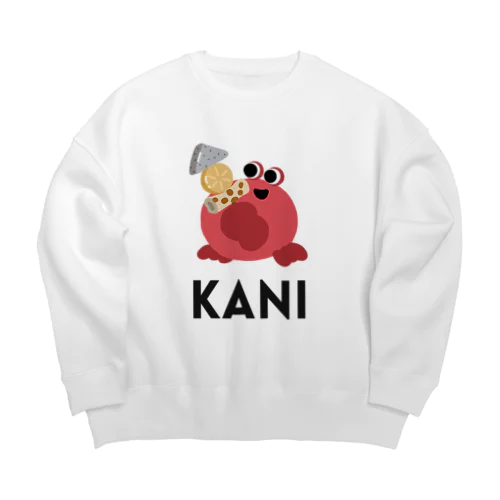 おでんを持つカニ〈文字黒〉 Big Crew Neck Sweatshirt