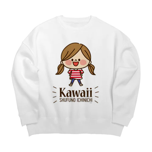 かわいい主婦の1日 ドーン柄（レッド） Big Crew Neck Sweatshirt