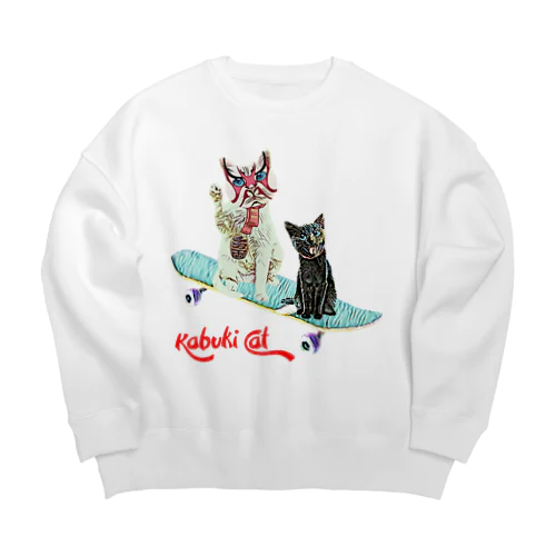 Kabuki Cat  Big Crew Neck Sweatshirt