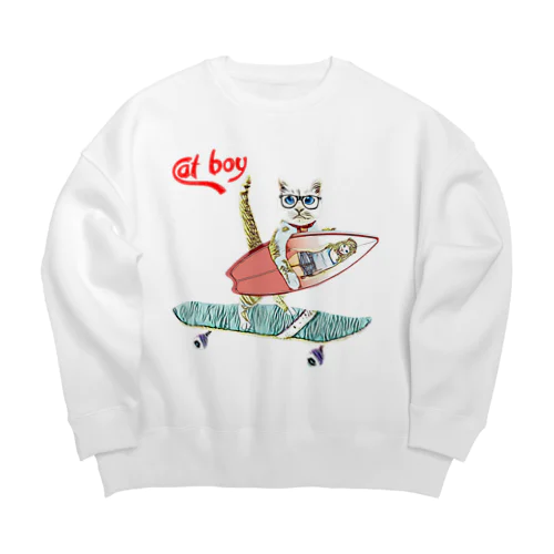  CAT BOY メガネ Big Crew Neck Sweatshirt