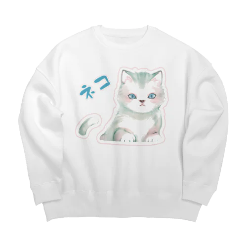 癒しのファンシーネコ Big Crew Neck Sweatshirt