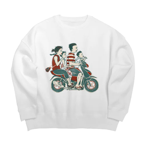 【バリの人々】バイク家族乗り Big Crew Neck Sweatshirt