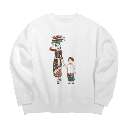 【バリの人々】お母さんと子供 Big Crew Neck Sweatshirt