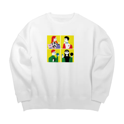 8.全員黄色正方形（小　真ん中） Big Crew Neck Sweatshirt