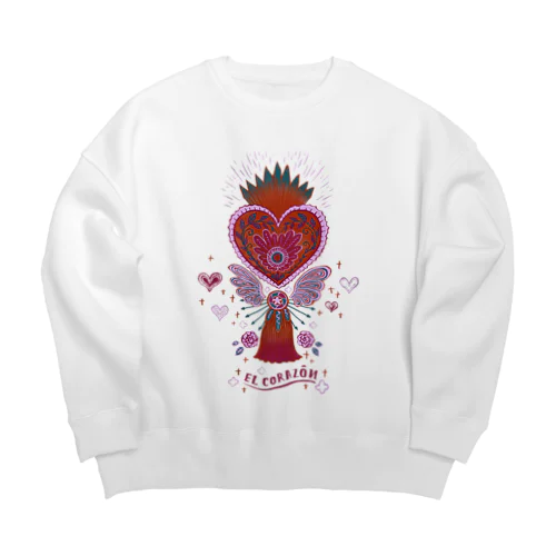 メキシコのハートタッセル（ピンク） Big Crew Neck Sweatshirt