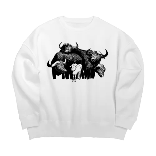 水牛の群れの中のヤギ Big Crew Neck Sweatshirt