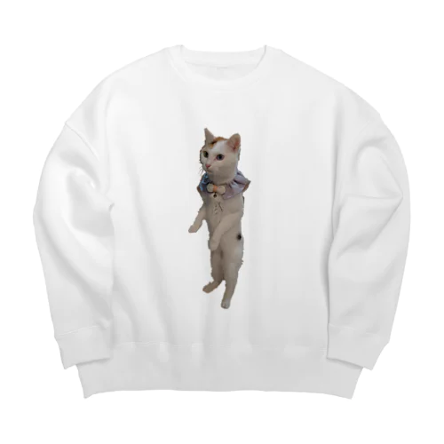 立ち猫華っち Big Crew Neck Sweatshirt