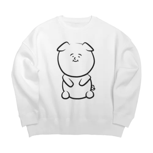 ゆるいぶたさん(モノクロ) Big Crew Neck Sweatshirt