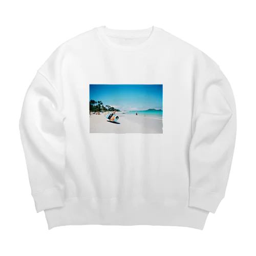 天国の海とおじさん Big Crew Neck Sweatshirt