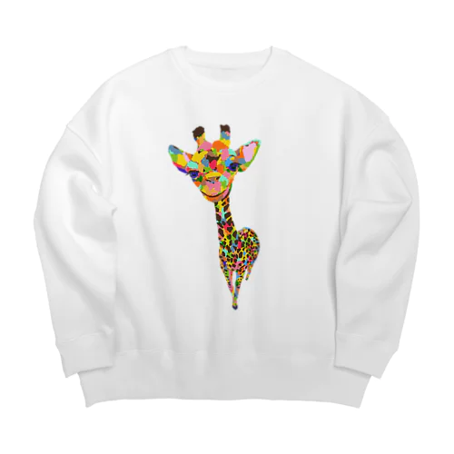 カラフルなキリン Big Crew Neck Sweatshirt