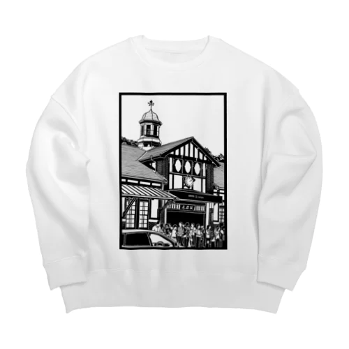 ありがとう原宿駅（切り絵風・枠付） Big Crew Neck Sweatshirt