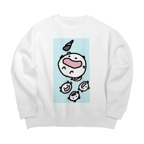 胴上げされるタニシとねこです Big Crew Neck Sweatshirt