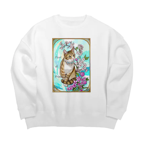 春の花々と猫　Fiori di PrimaveraⅡ Big Crew Neck Sweatshirt