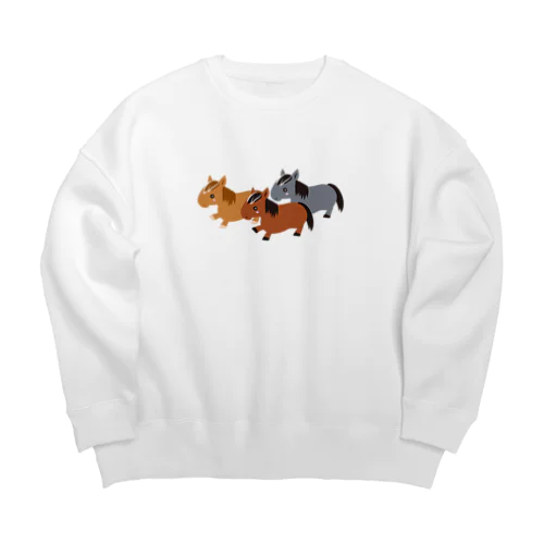 3HORSES☆馬の群れ（3頭） Big Crew Neck Sweatshirt