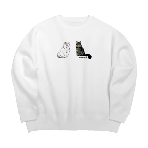 wasabi & peruta イラスト 2 Big Crew Neck Sweatshirt