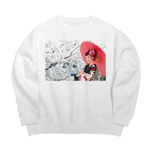 着物　美女 Big Crew Neck Sweatshirt