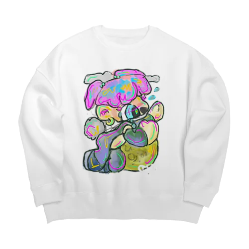 かなしむうさぎ Big Crew Neck Sweatshirt