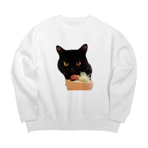 くろねことサボテン Big Crew Neck Sweatshirt