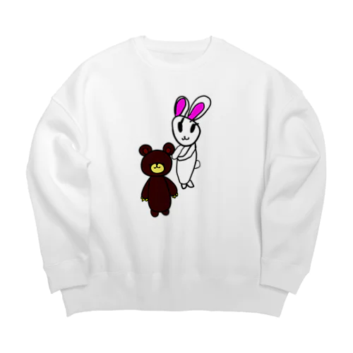 娘の絵シリーズ～rabbit＆bear～ Big Crew Neck Sweatshirt