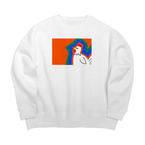 寝てるカラフルなニワトリ Big Crew Neck Sweatshirt