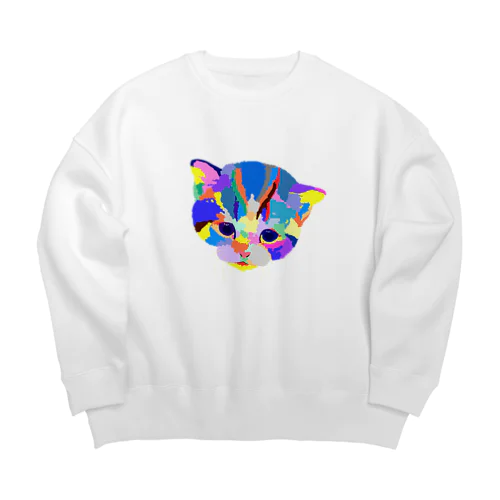 カラフルな猫 Big Crew Neck Sweatshirt